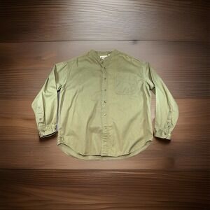 Northwest Territory Olive Green Long Sleeve Button Up Shirt Cotton Band Collar